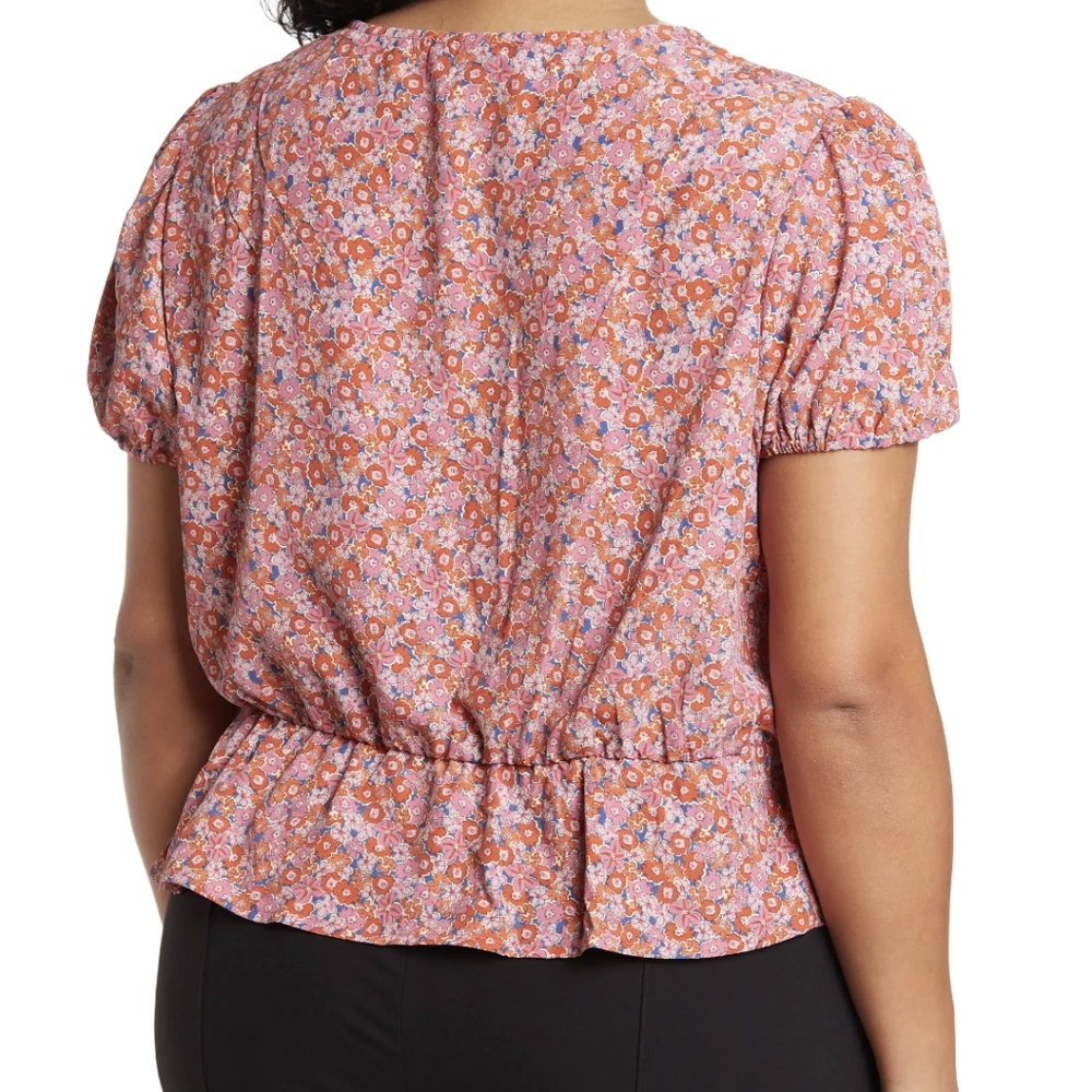 Sanctuary True Love Pink Floral Short Sleeve Blouse Size 2X - Picture 2 of 5